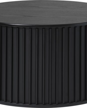 Sofabord Nordique Design Siena ø85   H45 Cm  Mdf Med Egetræsfiner   Massivt Egetræ  Mørk Natur Sort