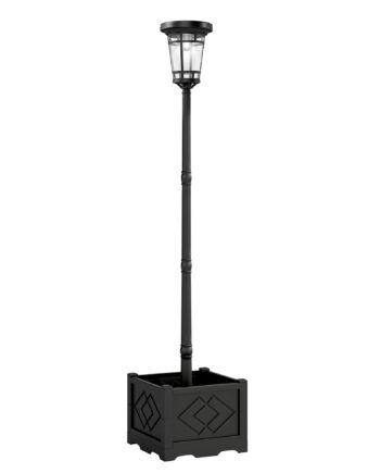 Solcelledrevet Gulvlampe Med Blomsterpotte 195 Cm Udendørs Havelanterne Med   Lysstyrkeniveauer Lysstyringsafbryder Ip44