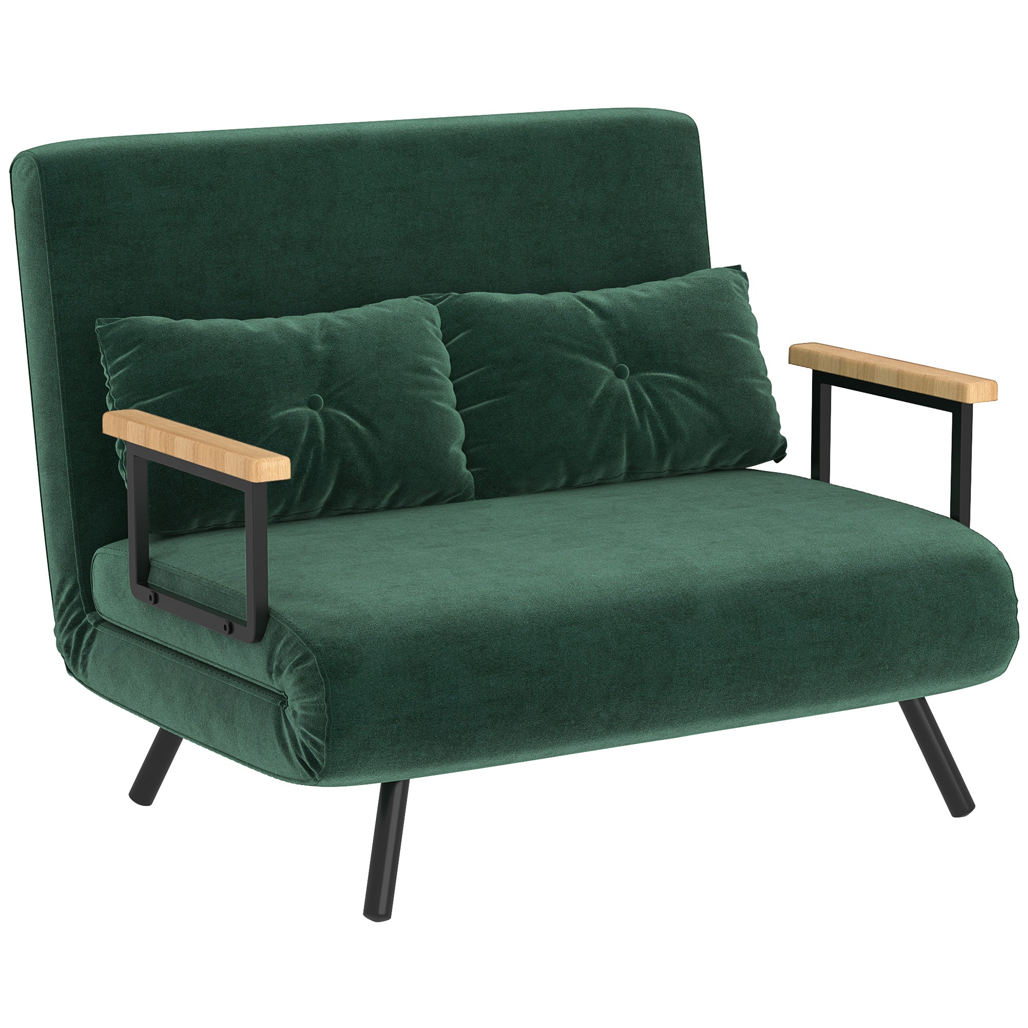 Sovesofa -personers Sofa Fløjlsofa Sovefunktion Inkl Hynder Fløjlslook Naturlig Grøn