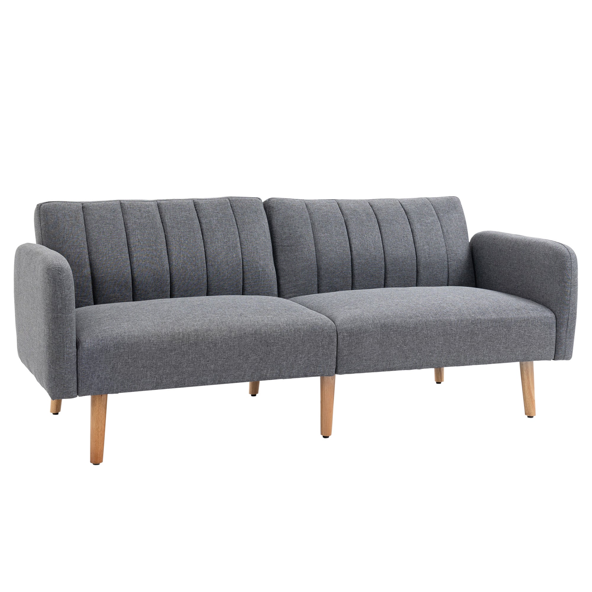 Sovesofa -personers Stofsofa Sofa Med Sovefunktion Hørlignende Polyester Gummitræ 173 75 73 Cm Grå