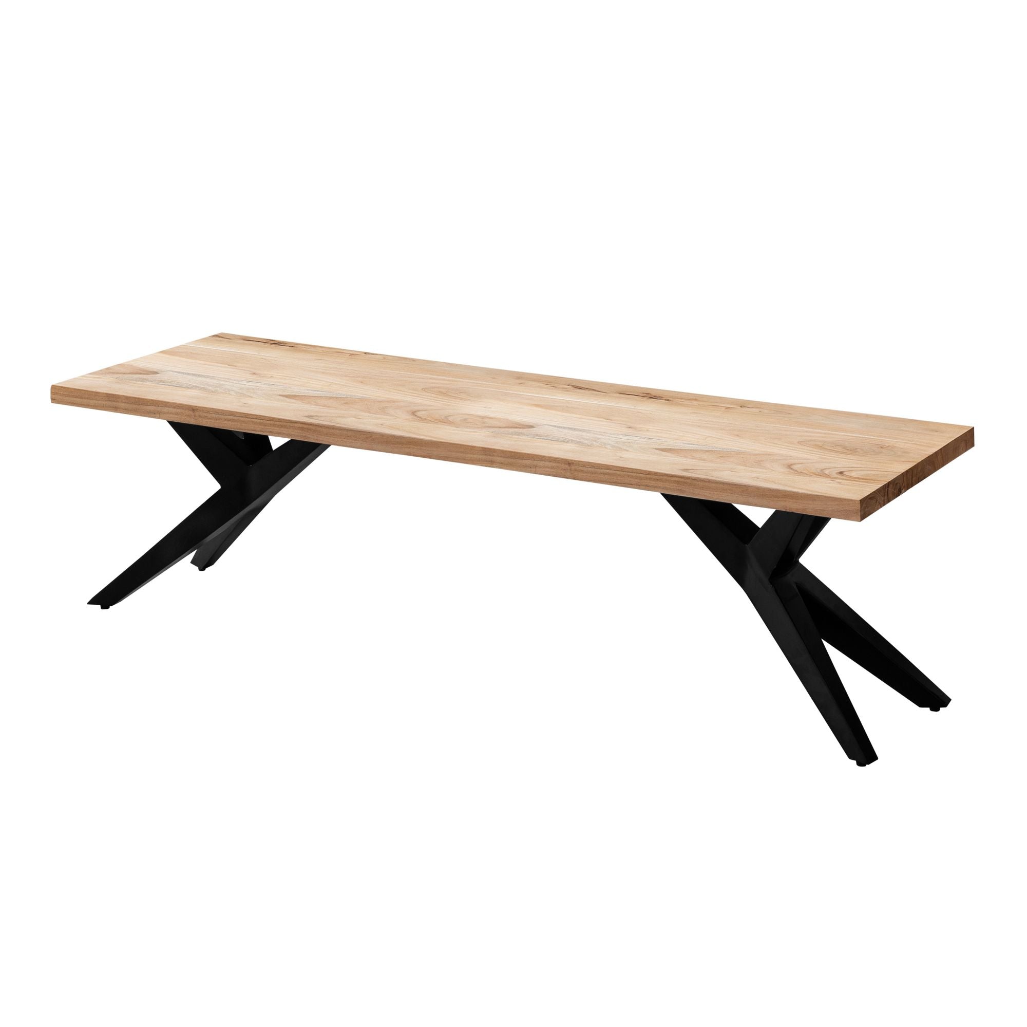 Spisebænk 175x45x45 Cm Massivt Akacietræ Metal Loftstil Spisebænk Massivt Træ Uden Ryglæn Køkkenbænk Industriel Stil Stor Spisebænk