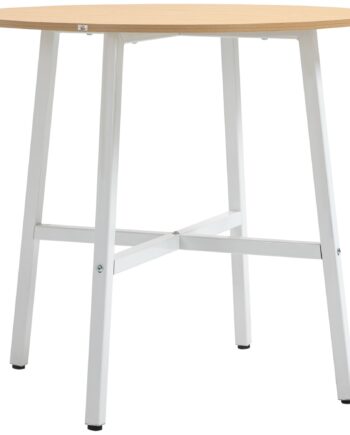 Spisebord  Industriel Stil  Afrundet Design  Stabilt Op Til 60 Kg  80   76h Cm  Naturtræ Hvid