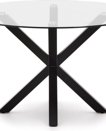 Spisebord Kave Home Argo ø119 Cm Hærdet Glas Og Sort Pulverlakeret Stålstel
