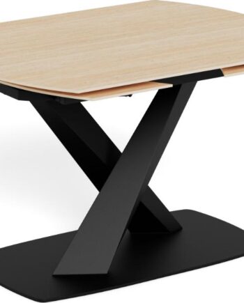 Spisebord Signature Novelle   Rotationsudtræk 120 180 Cm  Sandru Keramik Bordplade  Mat Sort Stålstel