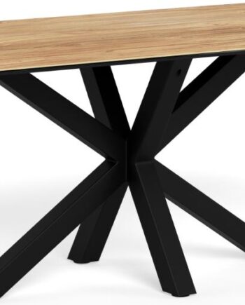 Spisebord Signature Solenne 200x100 Cm   Keramisk Bordplade  Mat Sort Natur Stålstel