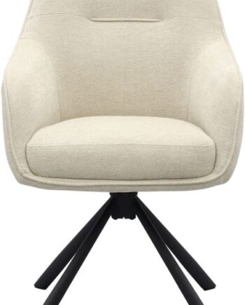 Spisebordsstol Med Armlæn Nordique Design Avola  Stål 100  Polyester  Lys Beige Sort  H87ã B59ã D65 Cm