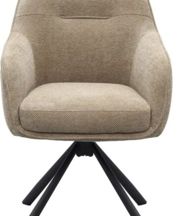 Spisebordsstol Med Armlæn Nordique Design Avola   Stål Stel  Polstret 100  Polyester Beige Sort  H87ã B59ã D65 Cm