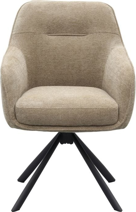 Spisebordsstol Med Armlæn Nordique Design Avola Stål Stel Polstret 100 Polyester Beige Sort H87ã B59ã D65 Cm