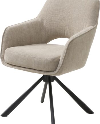 Spisebordsstol Med Armlæn Nordique Design Cowley Select  Beige Sort 100  Polyester H85 5ã B59ã D65 Cm