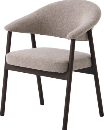 Spisebordsstol Med Armlæn Nordique Design Elk  Polstret 100  Polyester  Beige Mørk Natur  H81xb63xd63 Cm