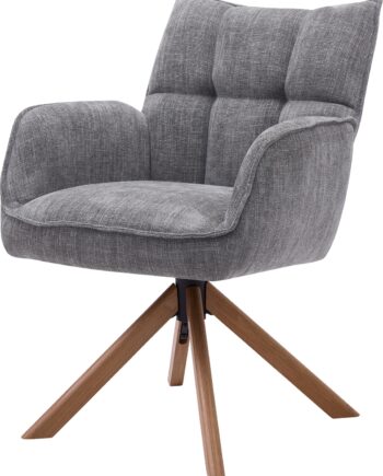 Spisebordsstol Med Armlæn Nordique Design Marilla  Mørkegrå Natur  Rødeg Stel  Polstret Sæde 100  Polyester  H86ã B59ã D65 Cm