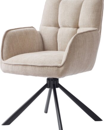 Spisebordsstol Med Armlæn Nordique Design Marilla Polstret Stof 100  Polyester Sand Beige H88ã B59ã D65 Cm