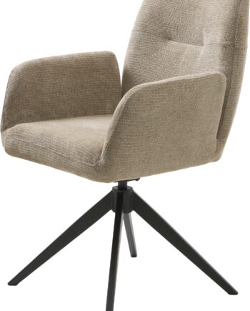 Spisebordsstol Med Armlæn Nordique Design Roxana Select Beige Sort Polstret 90  Polyester 10  Nylon H88xb57 5xd62 Cm