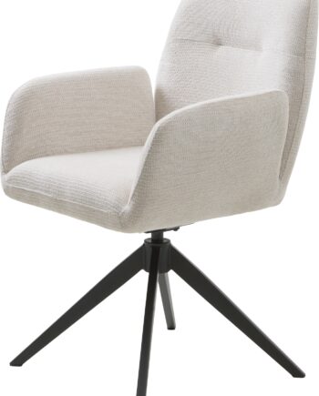 Spisebordsstol Med Armlæn Nordique Design Roxana Select  Lys Beige Sort Polstret Spisestuestol  90  Polyester