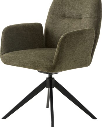 Spisebordsstol Med Armlæn Nordique Design Roxana Select  Stålramme Polstret   100  Polyester  Sort Olivengrøn