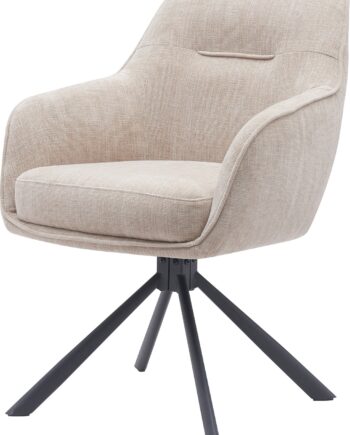 Spisebordsstol Med Armlæn Nordique Design Select Variant Fun Beige Chenille 360 Drejesokkel
