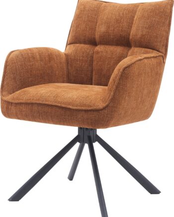 Spisebordsstol Med Armlæn Nordique Design Select Variant Moon Rustfarvet Polyester Chenille   360 Drejesokkel
