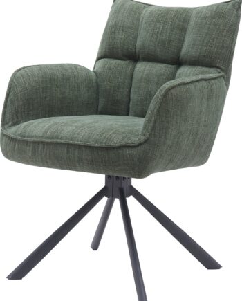 Spisebordsstol Med Armlæn Nordique Design Select Variant Moon Skovgrøn Stof Med Chenille-effekt Drejestol