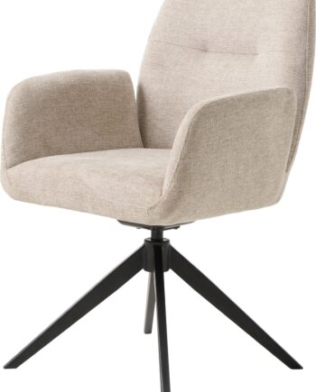 Spisebordsstol Nordique Design Roxana Select Med Armlæn  Stål 100  Polyester  Sand Sort  H88xb57 5xd62 Cm