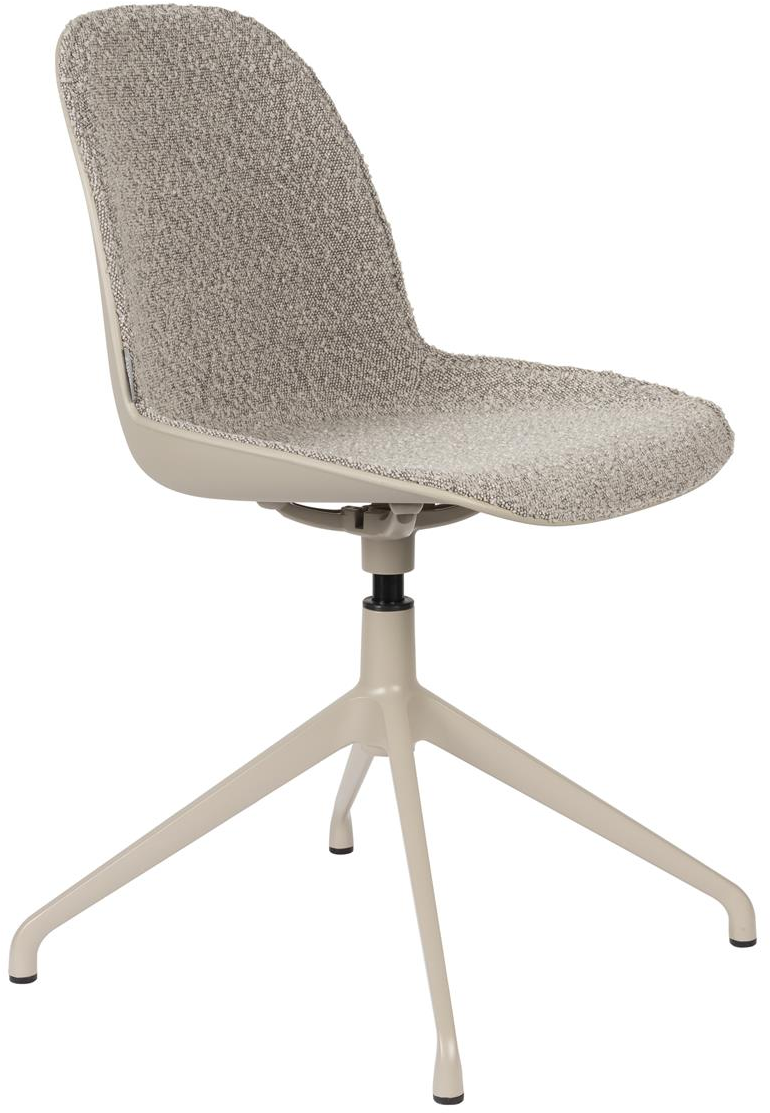 Spisebordsstol Zuiver Albert Drejelig Polstret Aluminium Og Polyester Stof Stenlysgrå Spisestuestol