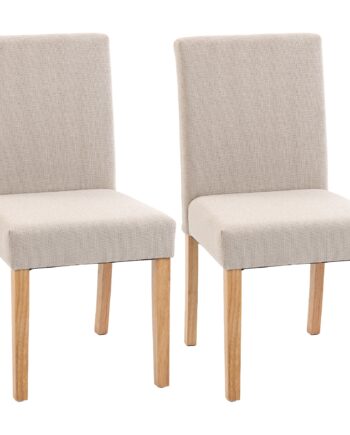 Spisestole   Et Sæt Med    Moderne Polstrede Stole   Hør Med Polstret Sæde Og Ryglæn  Ben   Gummitræ
