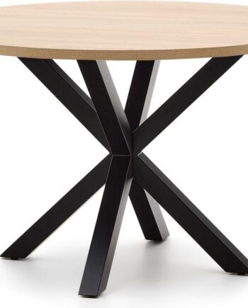 Spisestuebord Spisebord Kave Home Argo Rundt ø120 Cm Natur Sort Moderne Nordisk