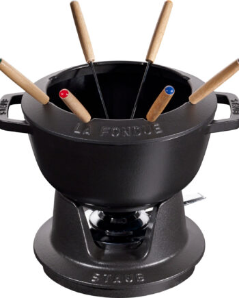 Staub Fonduesæt 20 Cm Sort Med Blank Inderside