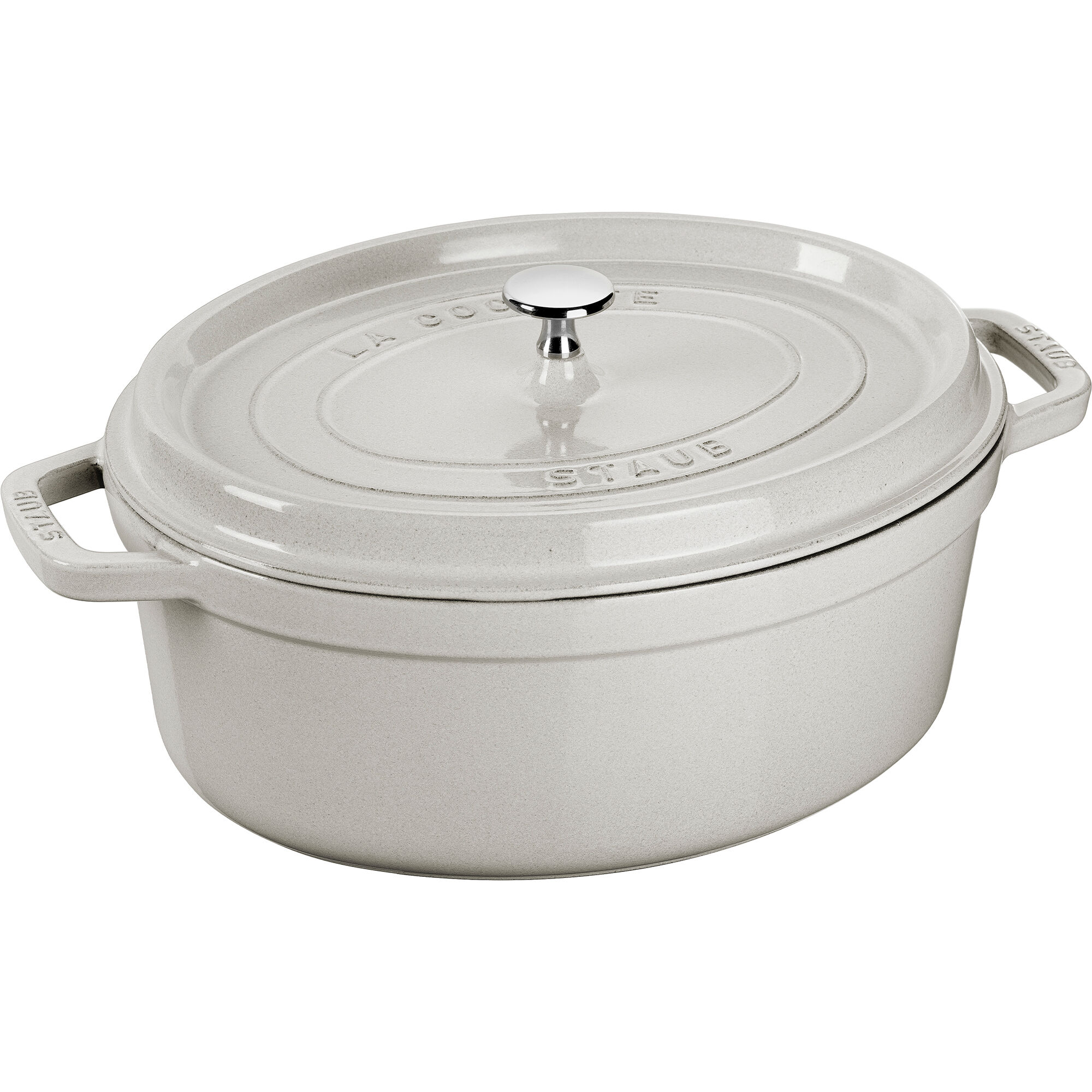 Staub La Cocotte Oval Støbejernsgryde 33 Cm Liter White Truffle