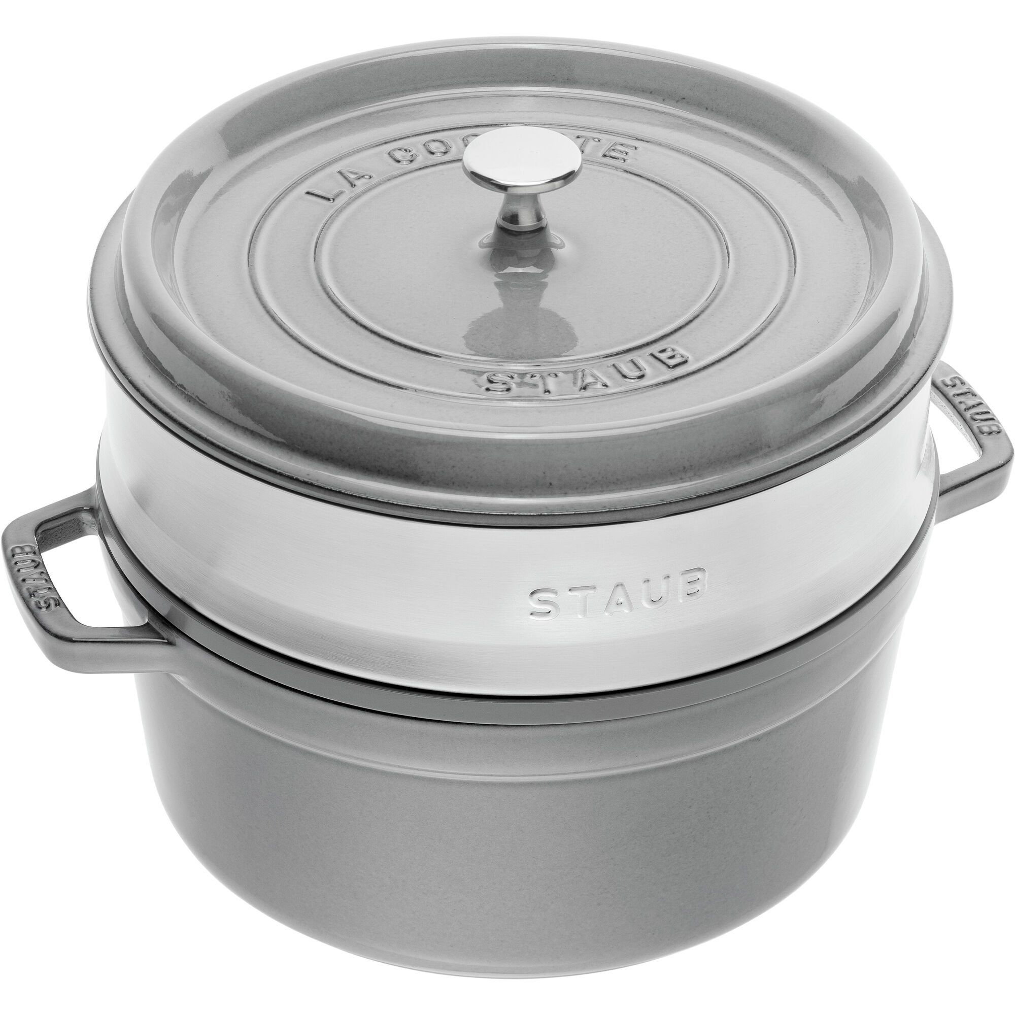 Staub La Cocotte Støbejernsgryde 26 Cm Med Dampindsats Grafitgrå