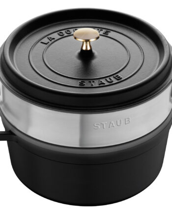 Staub La Cocotte Støbejernsgryde 26 Cm Med Dampindsats  Sort