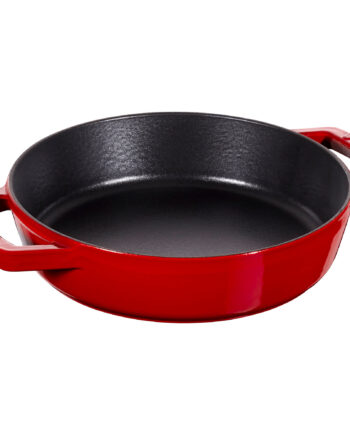 Staub Stegepande   Støbejern Med   Håndtag 20 Cm  Kirsebærrød