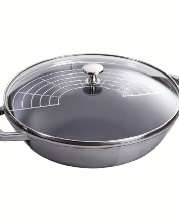 Staub Wok Med Glaslåg 30 Cm  Grå