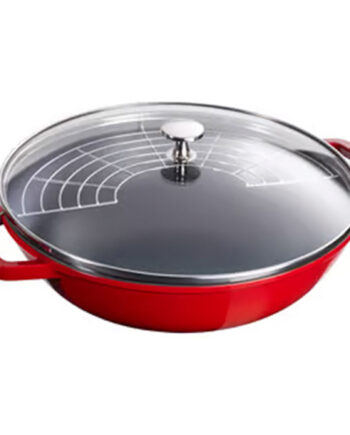 Staub Wok Med Glaslåg 37 Cm  Kirsebærrød