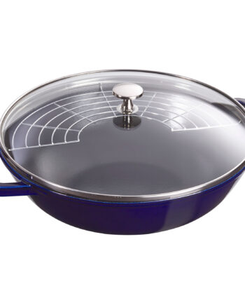 Staub Wok Med Glaslåg 30 Cm  Mørkeblå