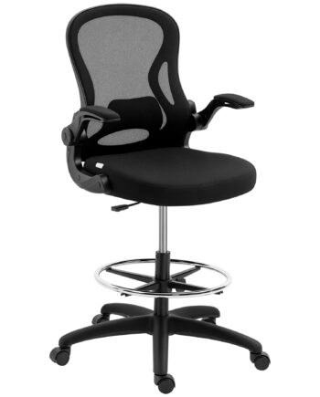 Tegnestol  Højdejusterbar Kontorstol  Med Fodstøtte  59 Cm   65 Cm   122 Cm  Sort