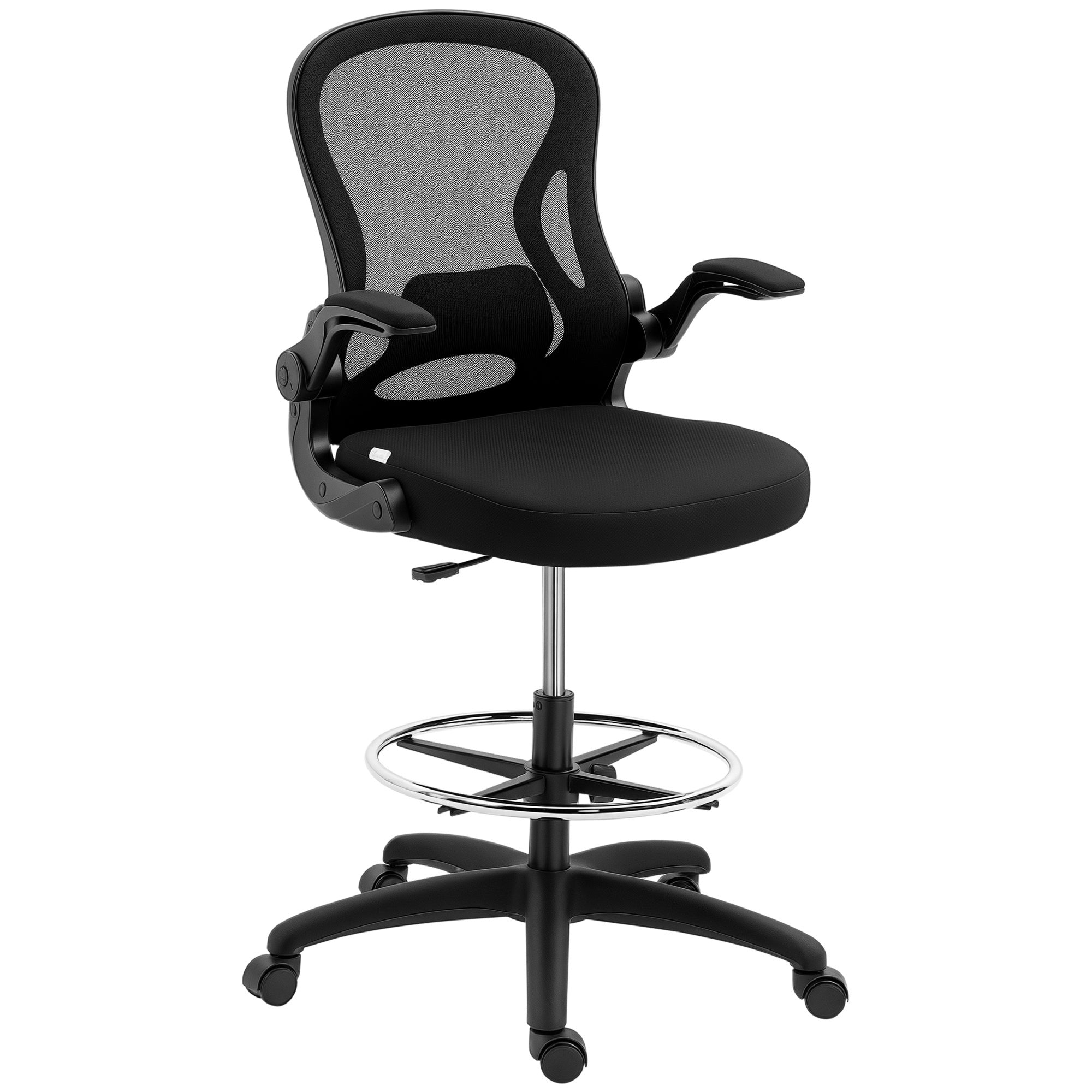 Tegnestol Højdejusterbar Kontorstol Med Fodstøtte 59 Cm 65 Cm 122 Cm Sort