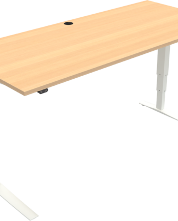 To-bens Hæve- Sænkebord Højdejusterbart Skrivebord Zennord Rise Rest Firkantet Bøg Natur Hvid H65-125   B180   D80 Cm