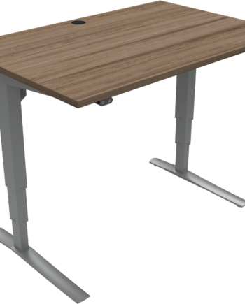 To-bens Hæve- Sænkebord Skrivebord Zennord Rise Rest 120ã 80 Cm Justerbar 65-125 Cm Valnød Sølv Med Kabelgennemføring