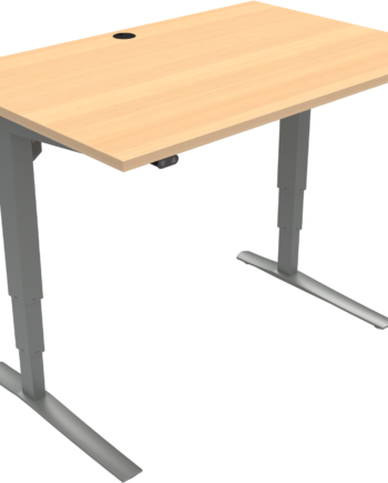 To-bens Hæve- Sænkebord Zennord Rise Rest Firkantet Bøg Natur Sølv 120   80 Cm Højde 65-125 Cm