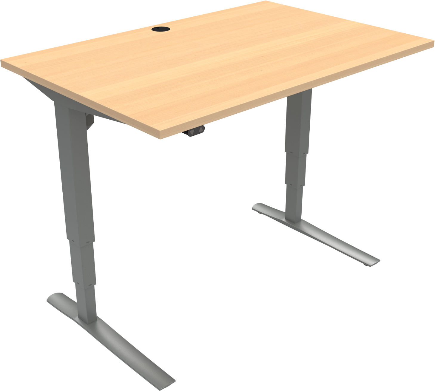 To-bens Hæve- Sænkebord Zennord Rise Rest Firkantet Bøg Natur Sølv 120 80 Cm Højde 65-125 Cm