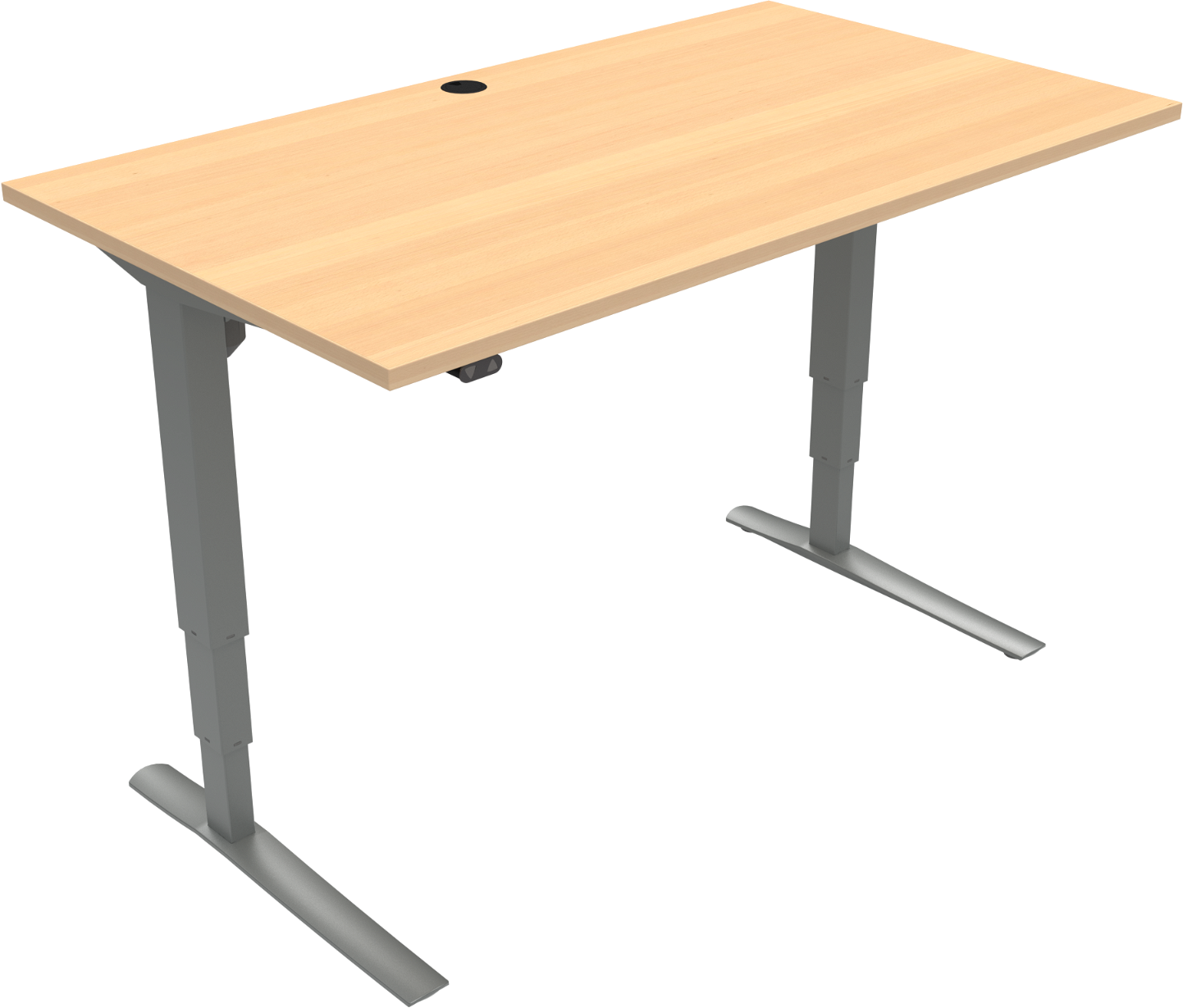 To-bens Hæve- Sænkebord Zennord Rise Rest Firkantet Højdejusterbart 65-125 Cm 140x80 Cm Natur Sølv Bøg