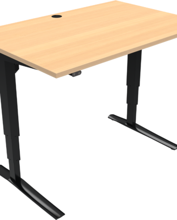 To-bens Hæve- Sænkebord Zennord Rise Rest Natur Sort Skrivebord 120x80 Cm Højde 65-125 Cm