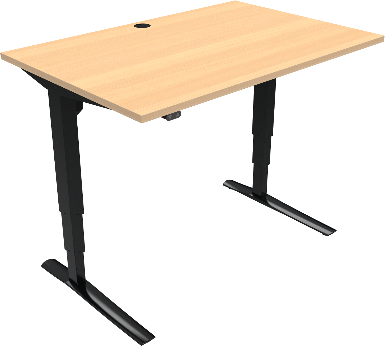 To-bens Hæve- Sænkebord Zennord Rise Rest Natur Sort Skrivebord 120x80 Cm Højde 65-125 Cm