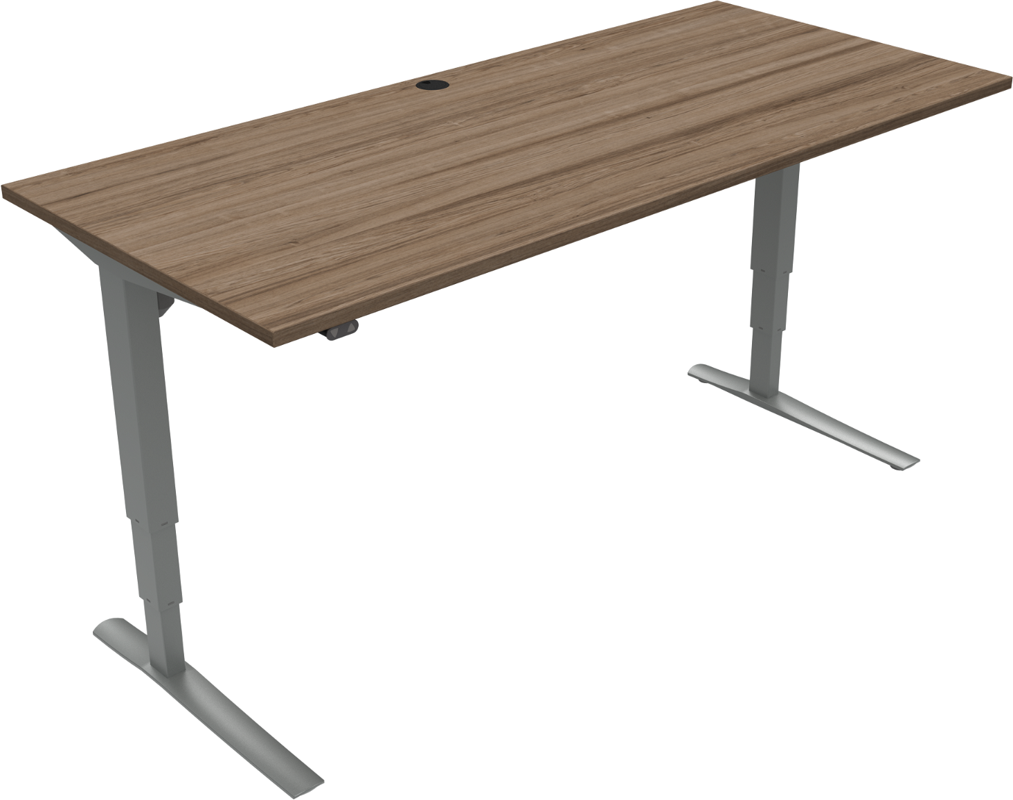 To-bens Hæve- Sænkebord Zennord Rise Rest Valnød 180x80 Cm Mørk Natur Sølv