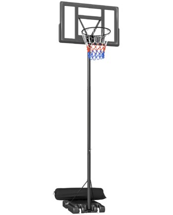 Udendørs Basketballkurv 135-305 Cm  Hurtigt Højdejusterbar  Basketballstativ Med 110x70 Cm Brudsikkert Bagpanel    Hjul