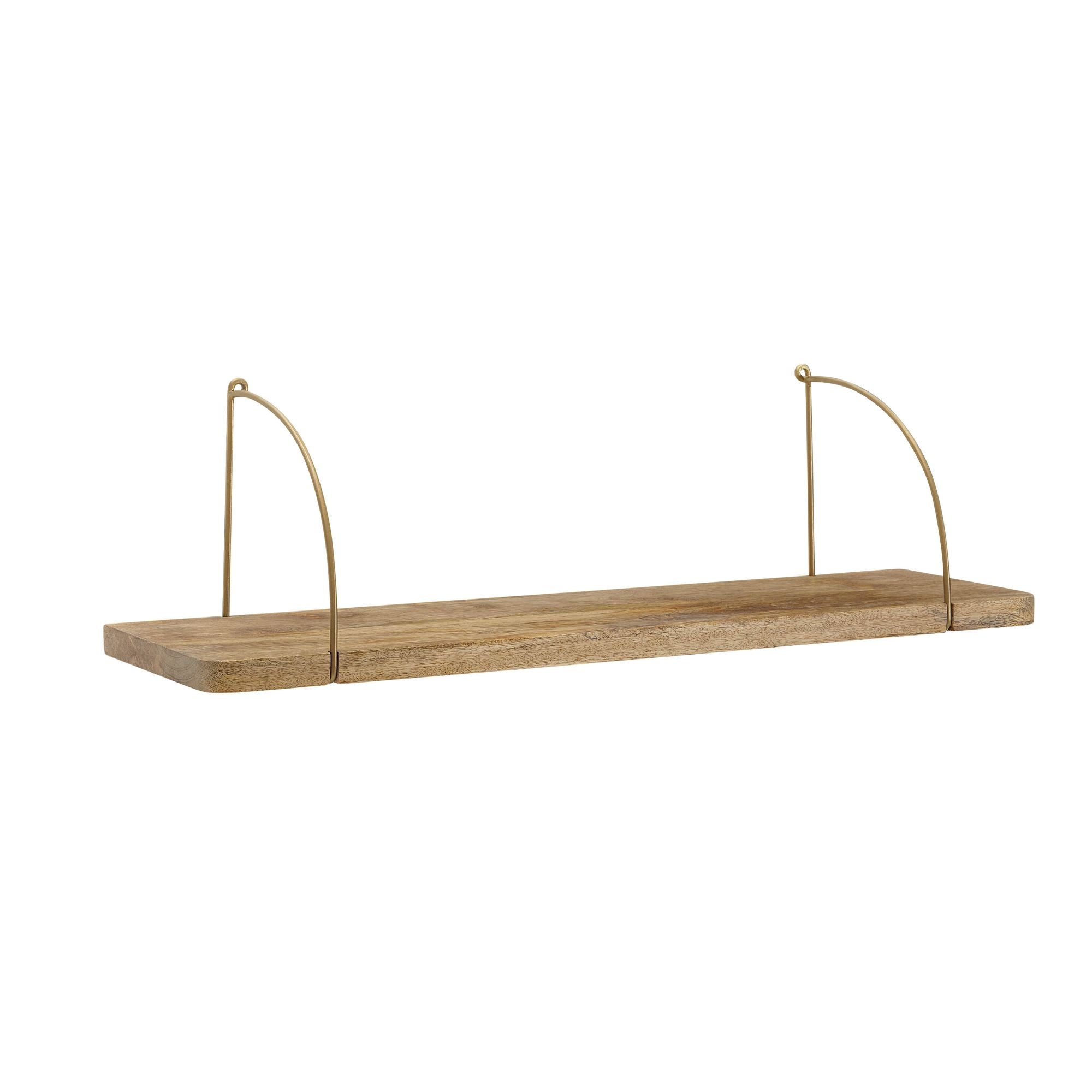 Væghylde   Massivt Træ   Metal  80x25x22 Cm  Industrielt Look  Naturfarvet