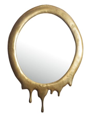 Vægspejl 50x71 Cm Metaldesign Hængende Spejl Guld  Ovalt Aluminium Dekorativt Spejl Med Ramme  Stort Vægspejl  Moderne Spejl Til Entreen  Garderobespejl