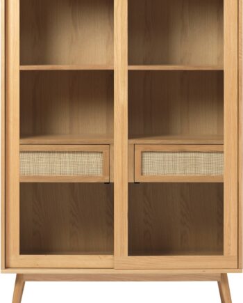 Vitrineskab Nordique Design Barrali  Eg Og Glas  Natur  H160   B110   D40 Cm