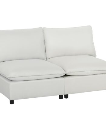 -personers Sofa  146 Cm Modulær Sofa   Kunstlæder Med Bredt Og Dybt Sæde  Tykke Hynder  Nem Montering  Grå