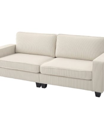 -personers Sofa Med Fløjlsbetræk  Stuesofa Med Fjederkerne  Op Til 400 Kg  227   84   87 Cm  Cremehvid